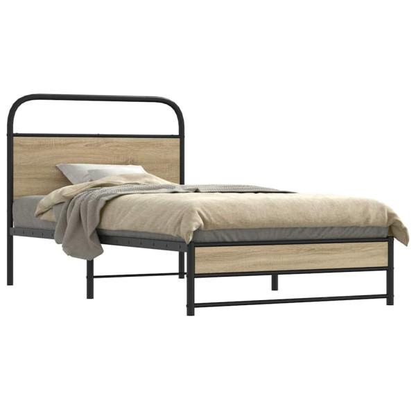 Estructura de cama sin colchón 90x200 cm madera roble ahumado Estructura de cama sin colchón 90x200 cm madera roble ahumado D