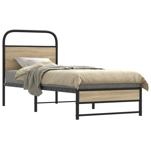 Estructura cama sin colchón 80x200 cm madera roble ahumado Estructura cama sin colchón 80x200 cm madera roble ahumado D