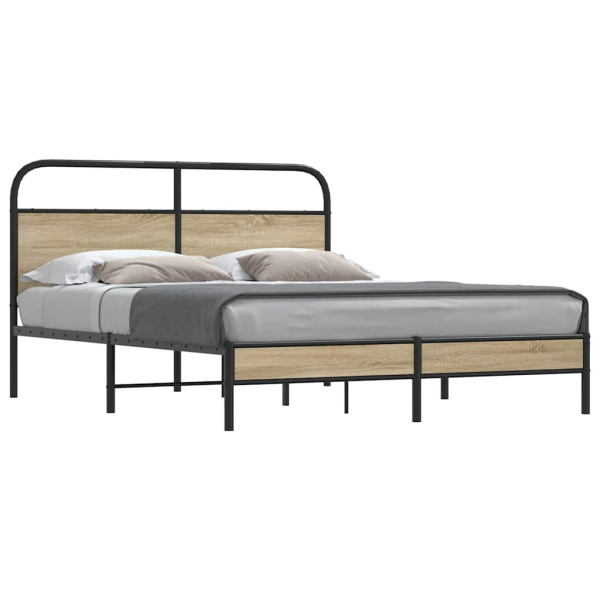Estructura de cama sin colchón 160x200 cm madera roble ahumado Estructura de cama sin colchón 160x200 cm madera roble ahumado D