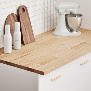 Encimera de cocina rectangular madera maciza roble D