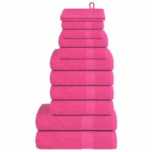 Toalha conjunto 12 peças 100% algodão rosa 360 gsm D