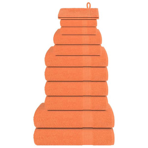 Toalha conjunto 12 peças 100% laranja algodão 360 gsm D