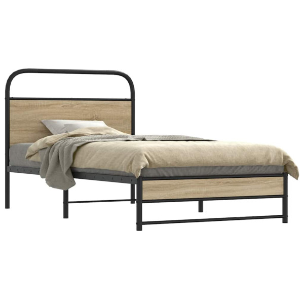 Estructura de cama sin colchón 100x190 cm madera roble ahumado Estructura de cama sin colchón 100x190 cm madera roble ahumado D