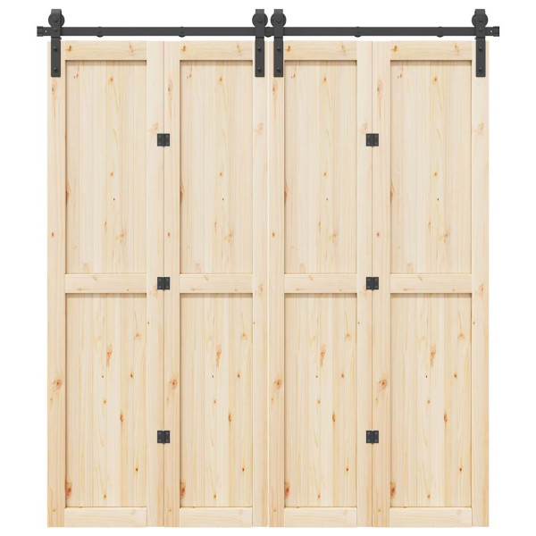 Kit de herrajes para puertas correderas acero negro 200 cm D