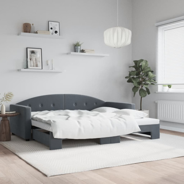 Sofá cama nido terciopelo gris oscuro 90x200 cm Sofá cama nido terciopelo gris oscuro 90x200 cm D