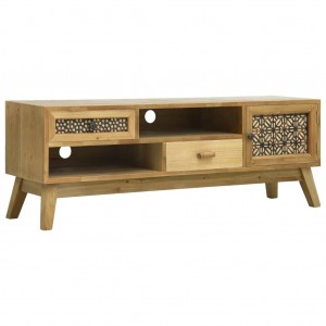 Mueble para TV madera tallada marrón 120x30x42 cm D
