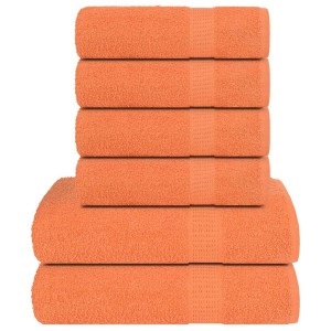 Toalha conjunto 6 peças 100% laranja algodão 360 gsm D