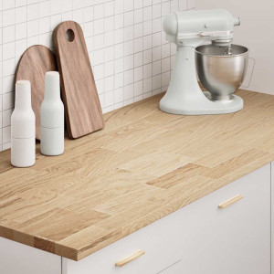 Encimera de cocina rectangular madera maciza roble D