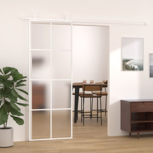 Puerta corredera ESG vidrio y aluminio blanca 76x205 cm D