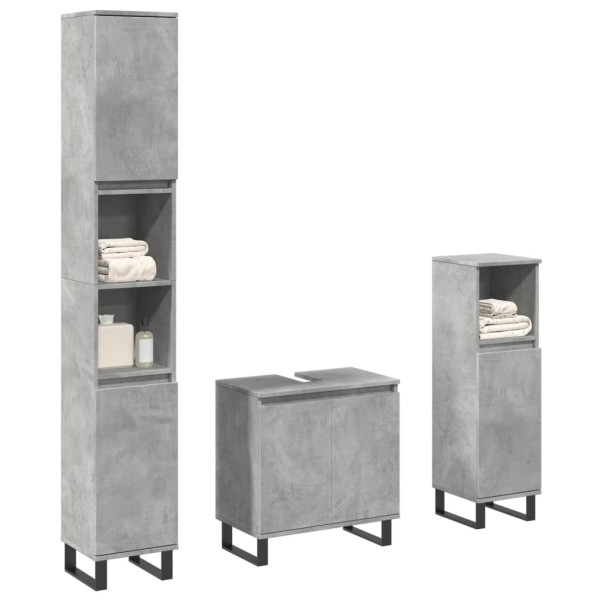 Set muebles de baño 2 piezas madera contrachapada gris hormigón Set muebles de baño 2 piezas madera contrachapada gris hormigón D