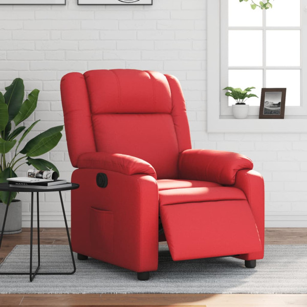 Sillón reclinable eléctrico de cuero sintético rojo D