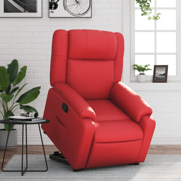 Sillón reclinable elevable cuero artificial rojo D