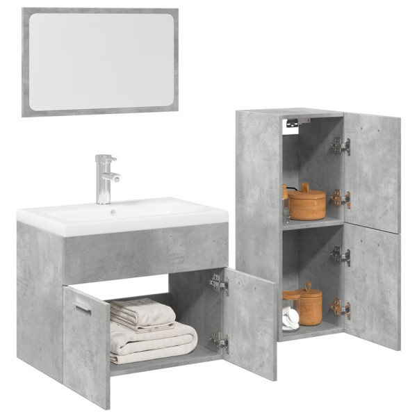Set muebles de baño 2 piezas madera contrachapada gris hormigón D