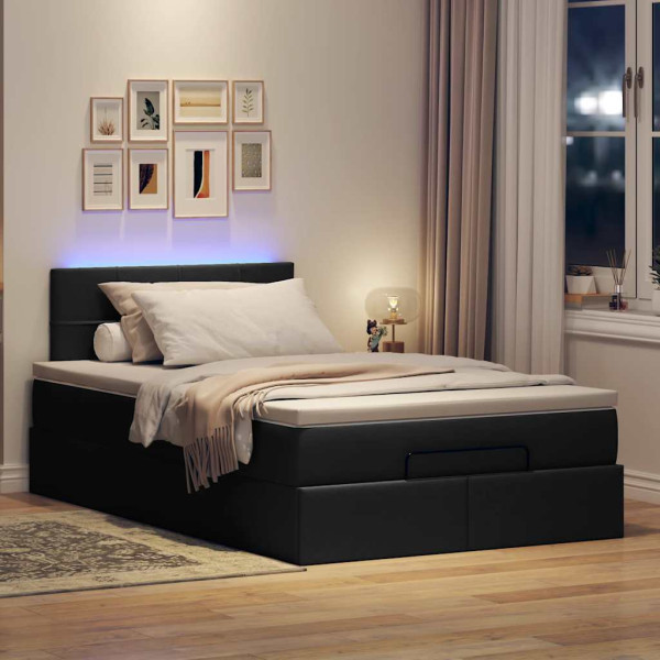 Cama otomana con colchón tela negra 120x200 cm Cama otomana con colchón tela negra 120x200 cm D