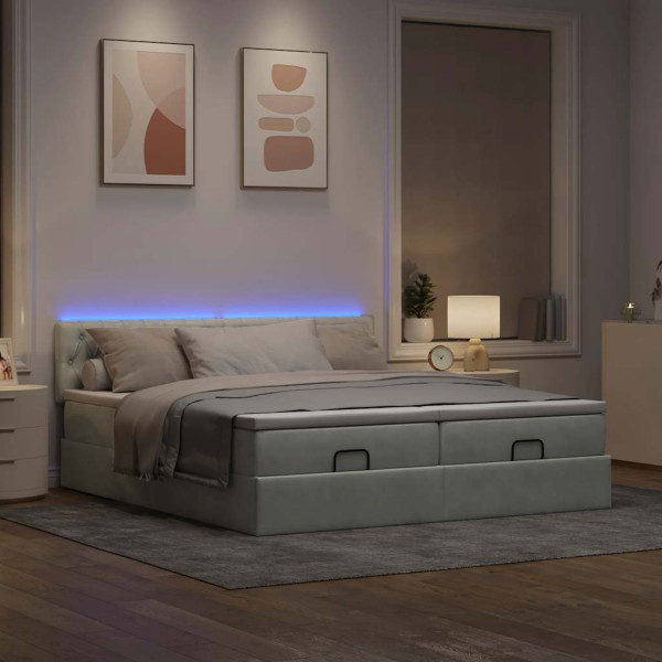 Estructura cama otomana colchones terciopelo gris claro Estructura cama otomana colchones terciopelo gris claro D