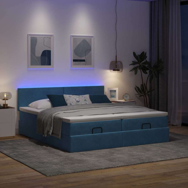 Estructura de cama otomana colchones terciopelo azul oscuro Estructura de cama otomana colchones terciopelo azul oscuro D