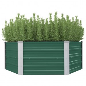 Arriate elevado acero galvanizado verde 129x129x46 cm D