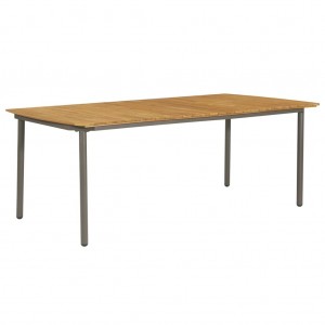 Mesa de jardín madera maciza de acacia y acero 200x100x72 cm D