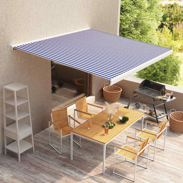 Toldo de lona azul y blanco 400x300 cm Toldo de lona azul y blanco 400x300 cm D