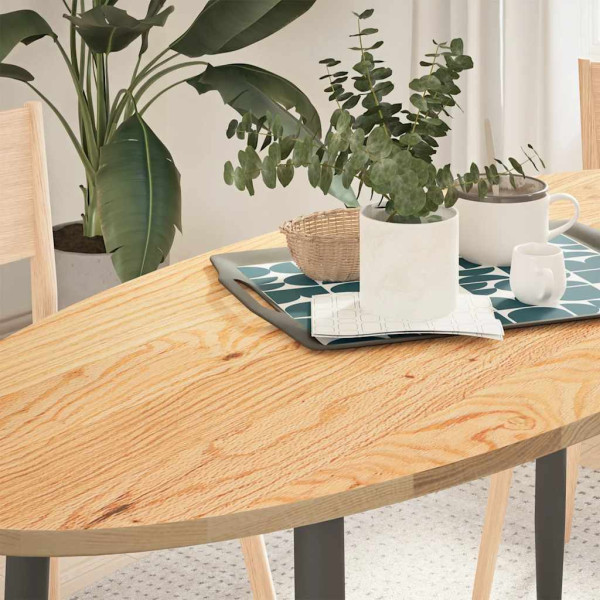 Tablero de mesa ovalado madera maciza de roble 140x60x2 cm D