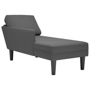 Chaise longue com almofada de veludo cotelê cinza escuro D