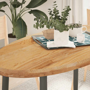 Tablero de mesa ovalado madera maciza de roble 120x60x4 cm D