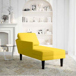 Chaise lounge c/almofada/apoio de braços direito veludo amarelo H