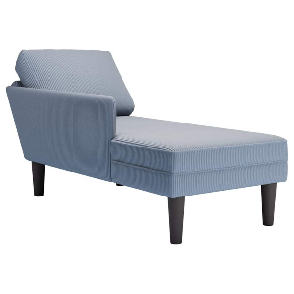 Chaise longue con cojín de tela de pana azul D