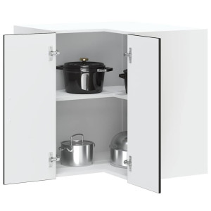 Mueble de cocina esquina pared Porto madera de ingeniería negra D