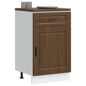 Mueble bajo de cocina porto roble marrón madera reconstituida D