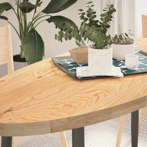 Tablero de mesa ovalado madera maciza de roble 140x60x4 cm D