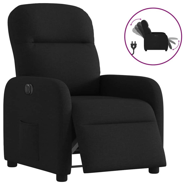 Sillón reclinable eléctrico de tela negro Sillón reclinable eléctrico de tela negro D