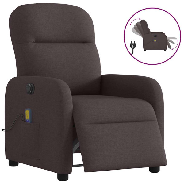 Sillón reclinable de masaje eléctrico tela marrón oscuro Sillón reclinable de masaje eléctrico tela marrón oscuro D