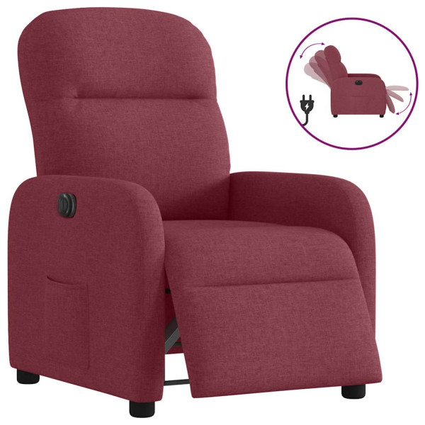 Sillón reclinable eléctrico tela rojo tinto Sillón reclinable eléctrico tela rojo tinto D