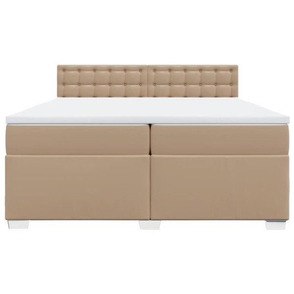 Cama box spring con colchón cuero sintético capuchino 200x200cm M 4