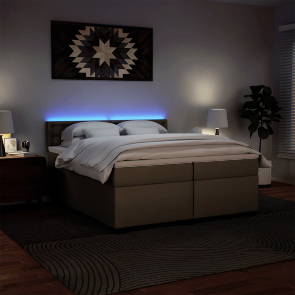 Cama box spring con colchón cuero sintético capuchino 200x200cm M 5