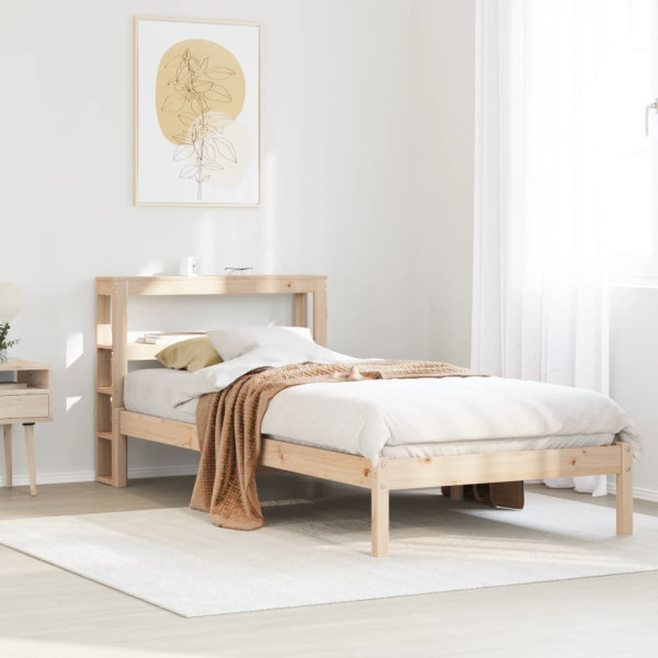 Estructura de cama sin colchón madera maciza pino 75x190 cm D