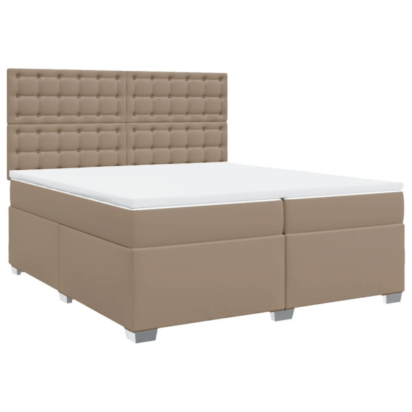 Cama box spring con colchón cuero sintético capuchino 200x200cm M 2