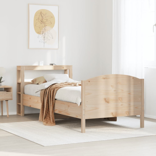 Estructura de cama sin colchón madera maciza pino 75x190 cm Estructura de cama sin colchón madera maciza pino 75x190 cm D