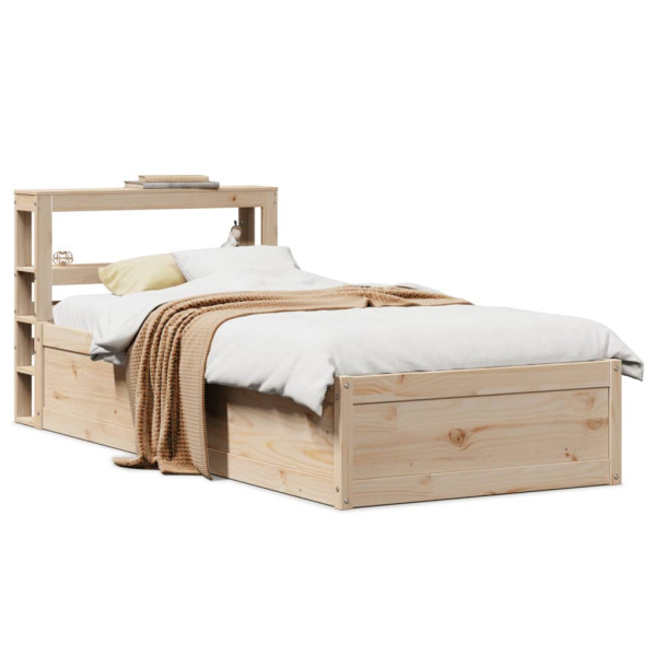 Estructura de cama con cabecero madera maciza pino 75x190 cm Estructura de cama con cabecero madera maciza pino 75x190 cm D