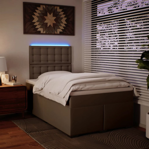 Cama box spring con colchón cuero sintético capuchino 120x200cm M 5