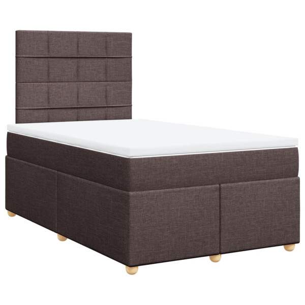 Cama box spring con colchón tela marrón oscuro 120x190 cm M 2
