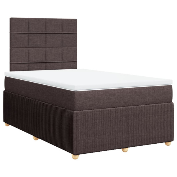 Cama box spring con colchón tela marrón oscuro 120x190 cm M 2