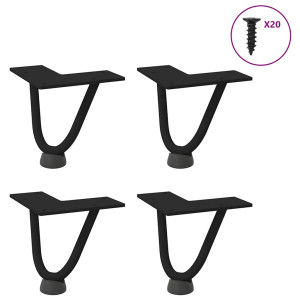 Patas de mesa tipo horquilla 4 unidades acero macizo negro 10cm D