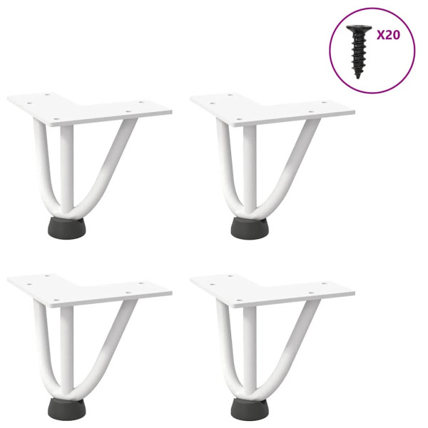 Pernas de mesa em gancho 4 peças aço maciço branco 10 cm D