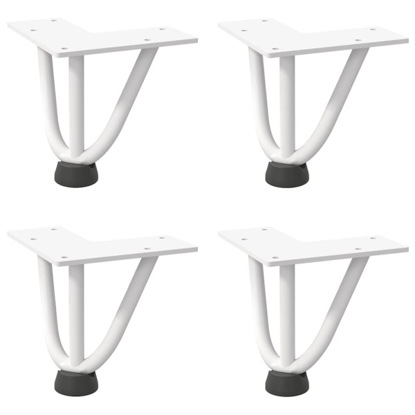 Patas de mesa tipo horquilla 4 uds acero macizo blanco 10 cm M 2