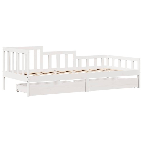 Sofá cama con cajones madera maciza de pino blanca 90x190 cm M 3