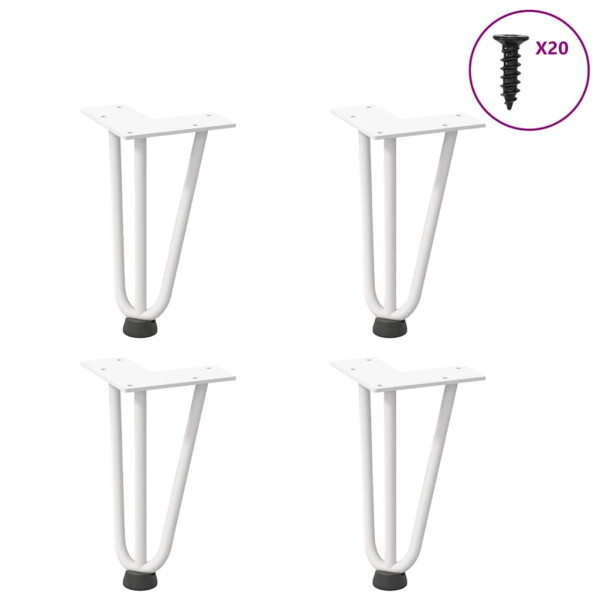 Patas de mesa tipo horquilla 4 uds acero macizo blanco 20 cm D