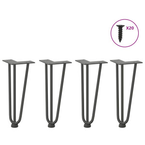 Patas de mesa tipo horquilla 4 uds acero macizo antracita 30 cm D