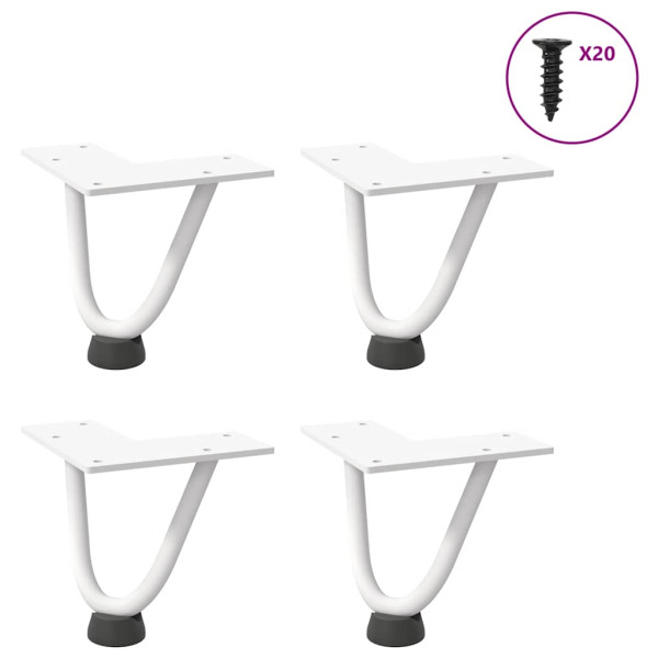 Pernas de mesa em gancho 4 peças aço maciço branco 10 cm D